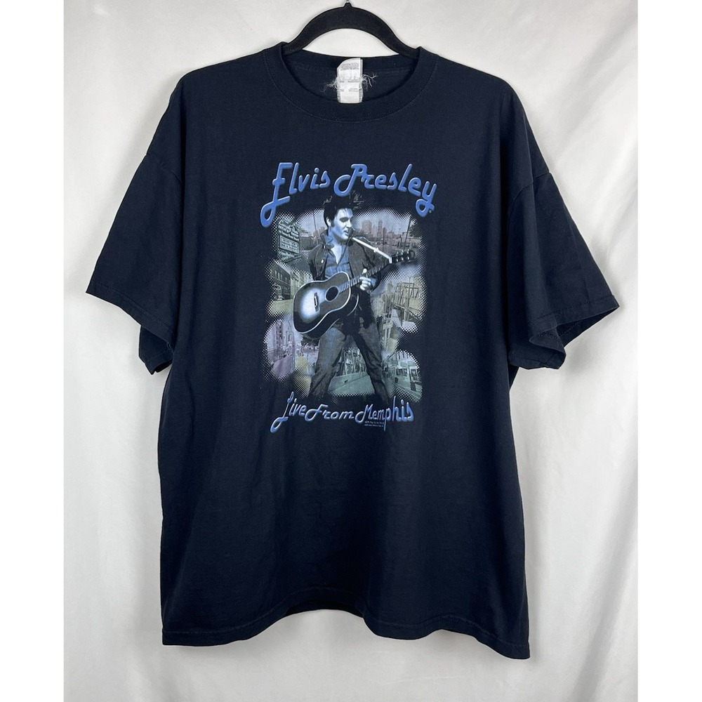 VTG 90s Elvis Presley Live From Memphis Graphic Jerzees T-Shirt Oversized L (XL)